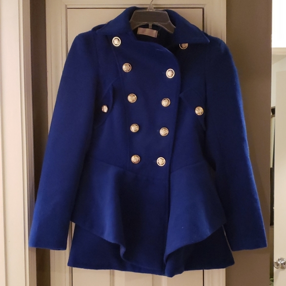 Fenhongnuren Jackets & Blazers - Cobalt Blue Peplum Jacket